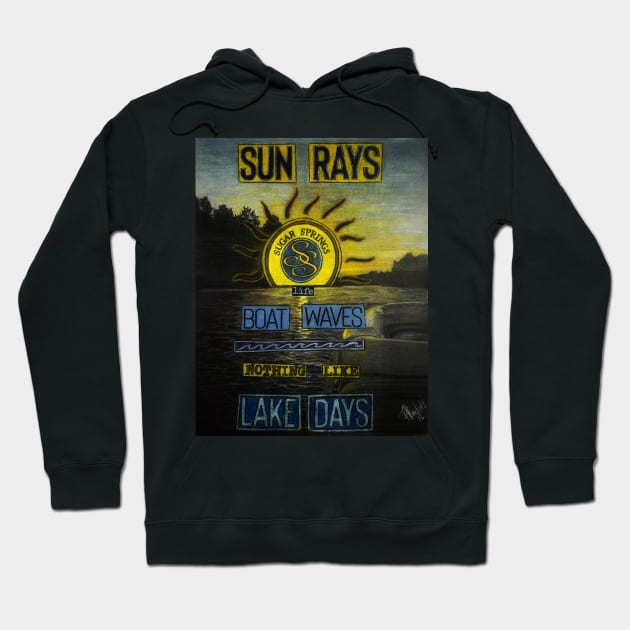 Sun Rays Boat Waves Lake Days Hoodie by Artladyjen